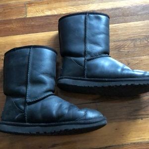 Black leather UGGS